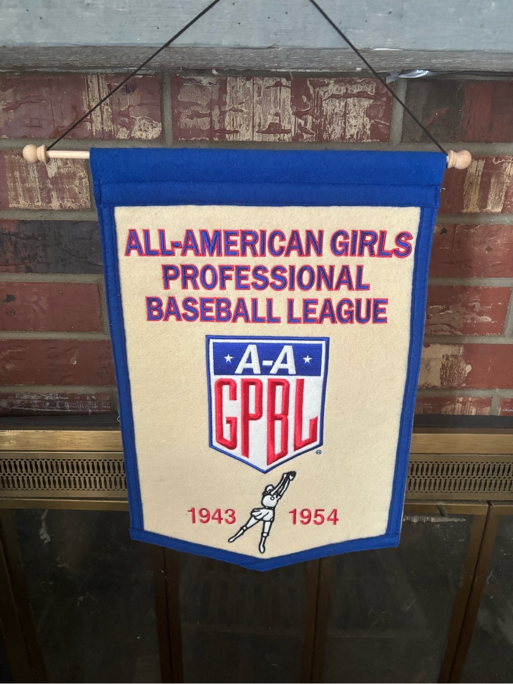 Vintage All-American Girls Professional Baseball League Felt Wall Banner